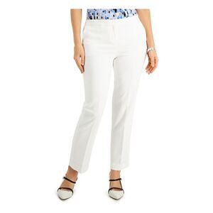 NWT KASPER Womens White Zippered Hook And Bar Wear To Work Pants Petites 4P